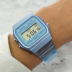 Reloj Casio F91WS-2D CA-082 vintage Silicona Transparente Celeste en internet