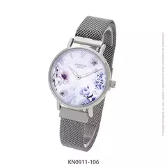 Reloj Knock Out 0911-106 malla de metal tejido plateado floreado para dama - comprar online