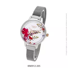 Reloj Knock Out 0912-205 malla de metal tejido plateado floreado para dama - comprar online