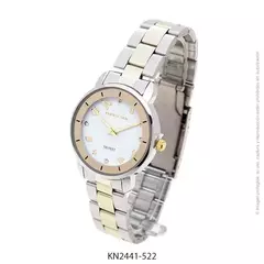 Reloj Knock Out KN2441-522 malla de metal plateado combinado para dama - JOYAS Y RELOJES BRAINE MAYORISTA