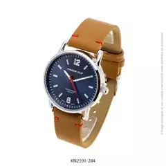 Reloj Knock Out KN2591-284 malla de cuero para dama marrón fondo azul - comprar online