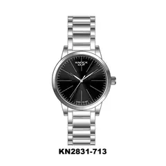 Reloj Knock Out KN2831-713 malla de metal plateado fondo negro para mujer - comprar online