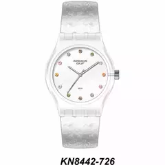 Reloj Knock Out KN8442-3 726 malla de caucho blanco con glitter para dama - comprar online