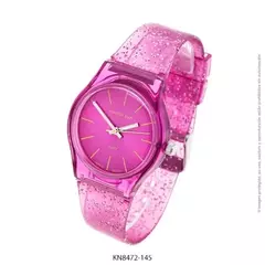 Reloj Knock Out KN8472-145 malla de caucho violeta con glitter para dama - comprar online