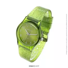 Reloj Knock Out KN8472-177 malla de caucho verde con glitter para dama - comprar online