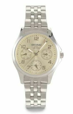 Reloj Okusai OKD0052-ANS-9B Malla de acero plateado multifunción sumergible para dama - comprar online