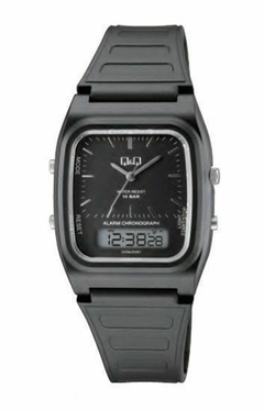 Reloj Q&Q GZ04J002Y-1 Ana-digi malla de silicona negro sumergible unisex - comprar online