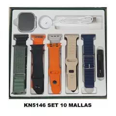 Reloj Smartwatch Knock Out KN5146 blanco unisex + set con 10 mallas de silicona - JOYAS Y RELOJES BRAINE MAYORISTA