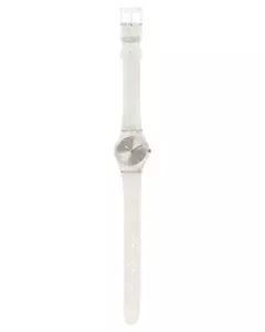 Reloj Swatch LK343E Time To Swatch Silver Glistar Too para dama malla de silicona blanca - JOYAS Y RELOJES BRAINE MAYORISTA