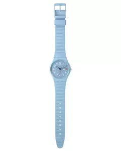 Reloj Swatch SO28I704 Essentials Trendy Lines In The Sky para dama malla de silicona celeste con doble calendario - tienda online