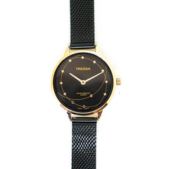 Reloj Tressa Miel-02 malla de metal tejido negro para dama - comprar online