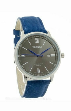 Reloj Tressa Migue-02 Malla De Cuero azul con calendario para caballero - comprar online