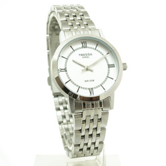 Reloj Tressa Sunday-D-206 Para Dama Malla Y Caja De Acero Sumergible fondo blanco
