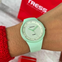 Reloj Tressa Lover-03 malla de caucho Verde agua sumergible para dama - comprar online