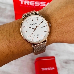 Reloj Tressa AURA-G-H-01 para Hombre malla tejida Rose con calendario - comprar online