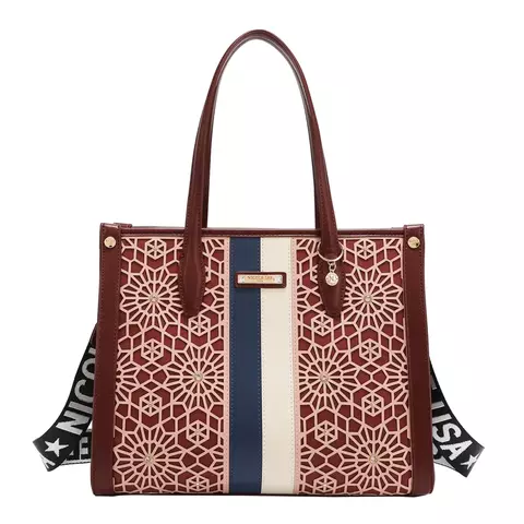 Cartera Geometric Laser Cut Wine Nicole Lee (191680172986) - comprar online