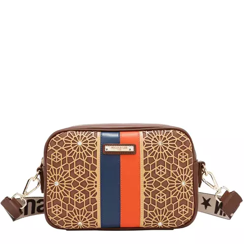 Bandolera Geometric Laser Cut Choco Nicole Lee - comprar online