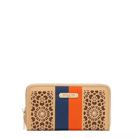 Billetera Geometric Laser Cut Beige Nicole Lee - comprar online