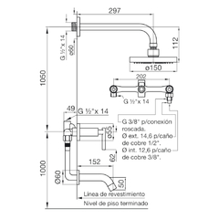 Grifería de Ducha c/transferencia p/embutir Nerea Lever FV 103/59L Cromo - comprar online