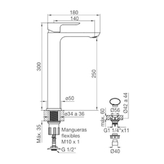 Griferia de Lavatorio Mesada Monocomando Tipo Vessel Alto Coty FV 181.02/D9 Cromo - comprar online