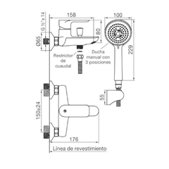 Griferia de Ducha Exterior Monocomando Coty FV 310/D9 Cromo - comprar online