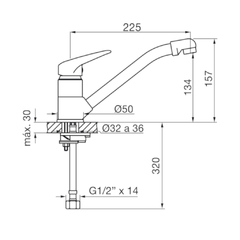 Grifería Monocomando de Cocina Mesada Alabama FV 411.04/27CR Cromo - comprar online