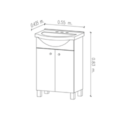 Vanitory de pie 55cm c/bacha 1 ó 3 agujeros Iris Amube 6451 - comprar online