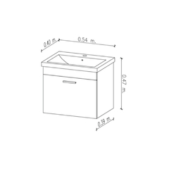 Vanitory de colgar 54cm c/bacha 1 o 3 agujeros Lyon Roble Amube 6456 - Rio Plomo