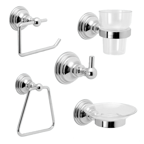 Set Kit Accesorios Metálicos Para Baño Juego 5 Piezas Casal Mytho