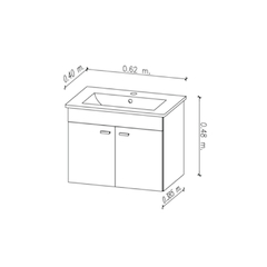 Vanitory de colgar 62cm c/bacha 1 o 3 agujeros Niza Wengue Amube 6463 - Rio Plomo