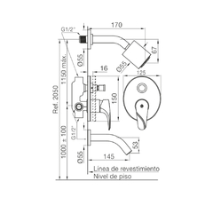 Grifería de Ducha c/transferencia p/embutir Monocomando Melincué FV 106/C9 Cromo - comprar online