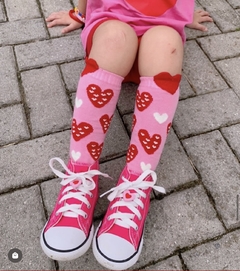 MEIA 3/4 CORAÇÃO ROSA - comprar online