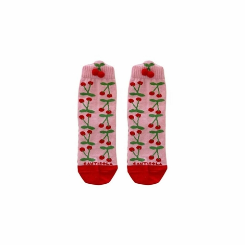 MEIA SOQUETE CEREJA POMPOM