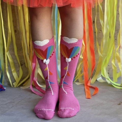 MEIA 3/4 BALÃO COLORIDO PINK - comprar online