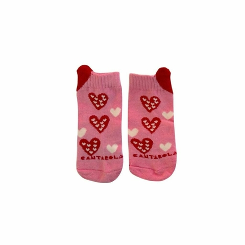 MEIA SOQUETE CORAÇÃO ROSA