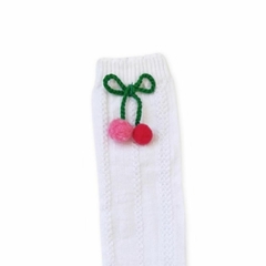 MEIA 3/4 CEREJA POMPOM - Ateliê Mari Flor