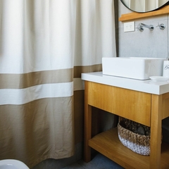 Cortina de Baño - Tusor Con Guarda - Natural con Beige