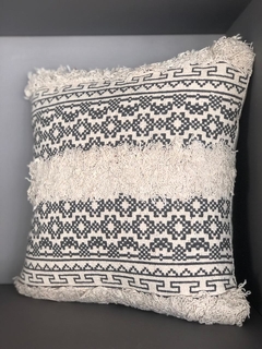 Funda De Almohadón Rústico Crudo Y Negro Tribal 40x40