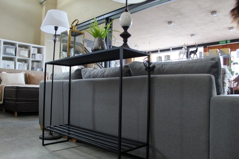 Recibidor con zapatero - Linea Nórdica - Hierro Negro - 120x34x92 cm.