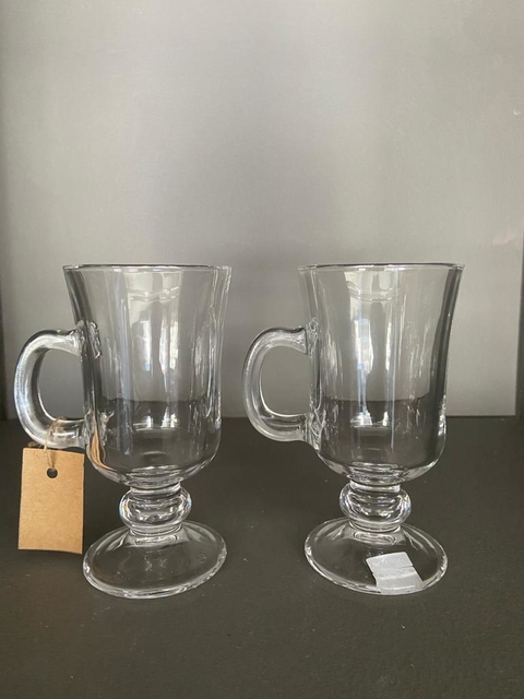 Jarros de vidrio - Capuchino - con asa y pie - Set x2 unidades