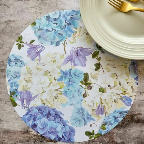 Plato De Sitio HORTENSIAS - De Papel x 20 Unidades - 34 cm diámetro