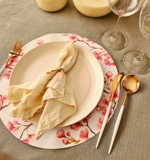 Plato De Sitio CEREZO - De Papel x 20 Unidades - 34 cm diámetro