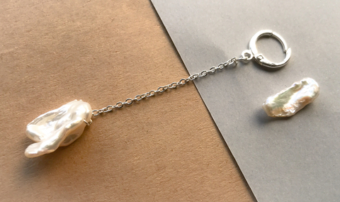 Brincos assimétricos Port, Perles e jetée