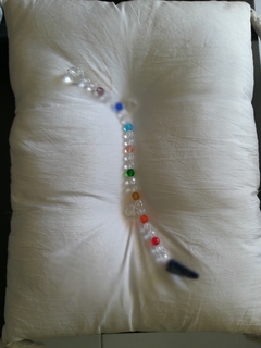 Pêndulo em cristal colorido, 7 chakras com lápis lazuli na ponta - comprar online