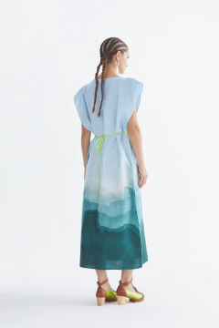 Túnica Larga Lino Estampa Olas - Pre Order - tienda online
