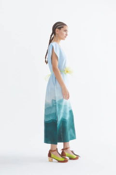 Imagen de Túnica Larga Lino Estampa Olas - Pre Order