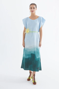 Túnica Larga Lino Estampa Olas - Pre Order - comprar online