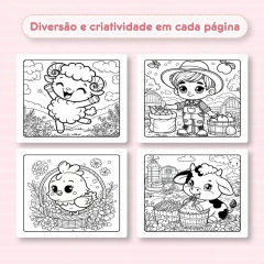 Mini Livro de Colorir Fazendinha Rosa - comprar online