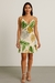 Vestido Curto Feminino Alfaiataria com amarração nas costas - Estampa folhagem