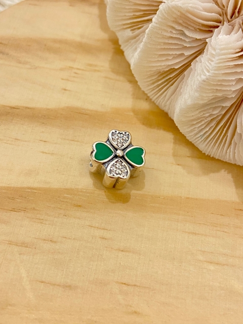 BERLOQUE TREVO VERDE ZIRCÔNIA-925